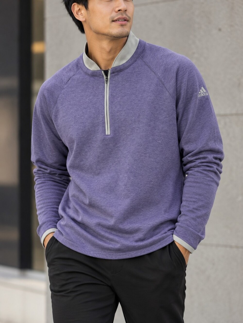 Adidas Men’s Purple Quarter Zip Performance Sweater XL